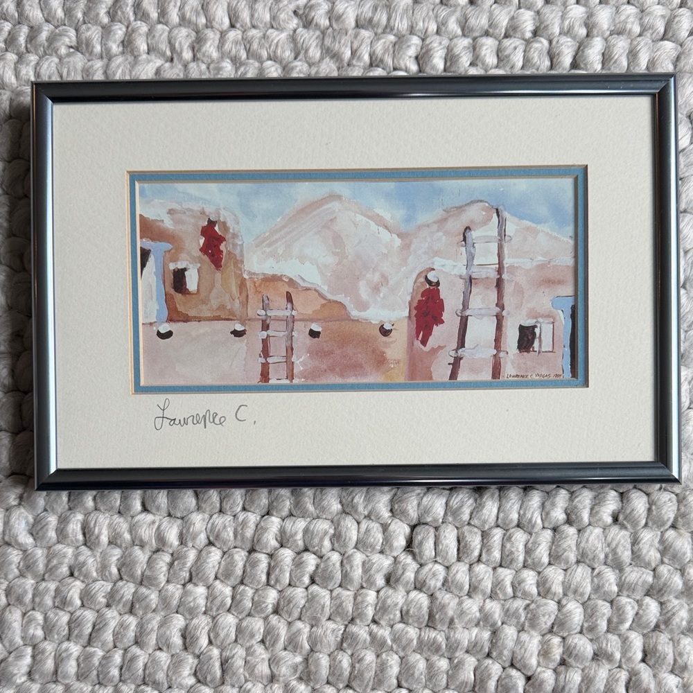 Framed Desert southwest Watercolor Art Print in Lawrence Vargas signed